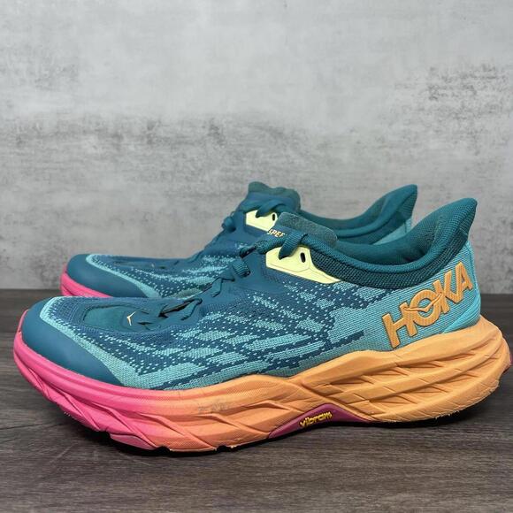 HOKA Speedgoat 5 Running Shoes Womens 8 One One Multicolor Trail Athletic Train - Picture 1 of 12